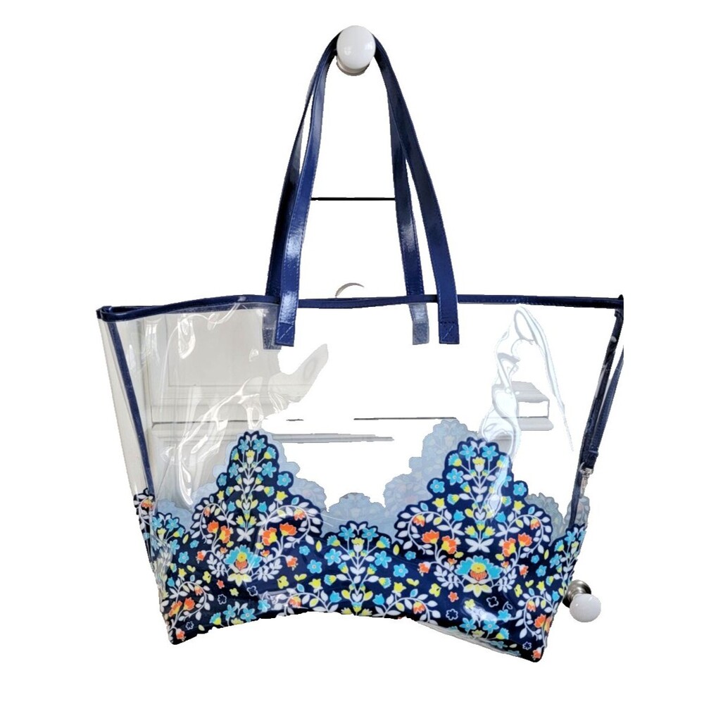 Vera Bradley Chandelier Floral Clearly Colorful Navy Beach Tote